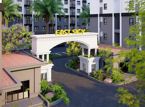 CỔNG VÀO EAST SKY – LỜI CHÀO ĐẦU CỦA CHUNG CƯ CAO TẦNG PHÍA NAM KĐT ECOGARDEN
